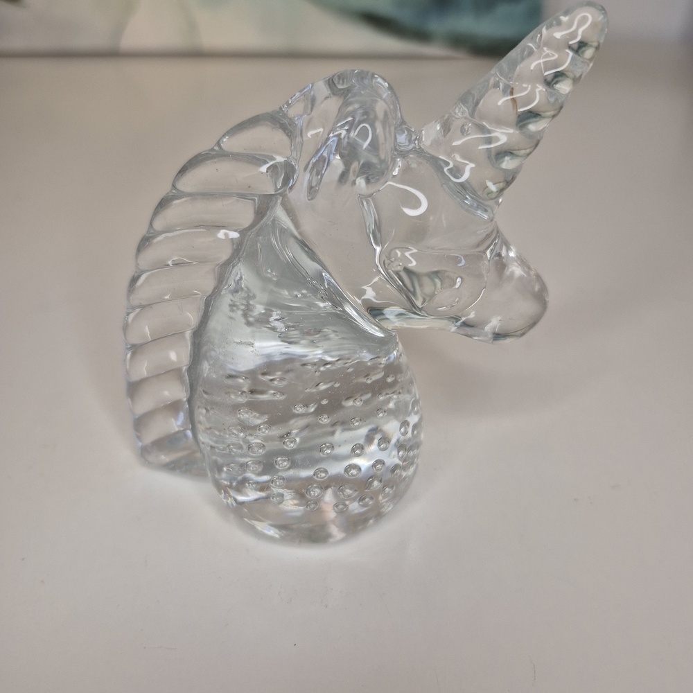 Vintage Glass Unicorn Figurine Paperweight